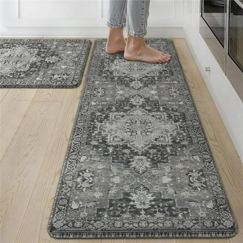 GENIMO Anti Fatigue Kitchen Mats Set of 2 Non Slip Waterproof Cushioned Rugs